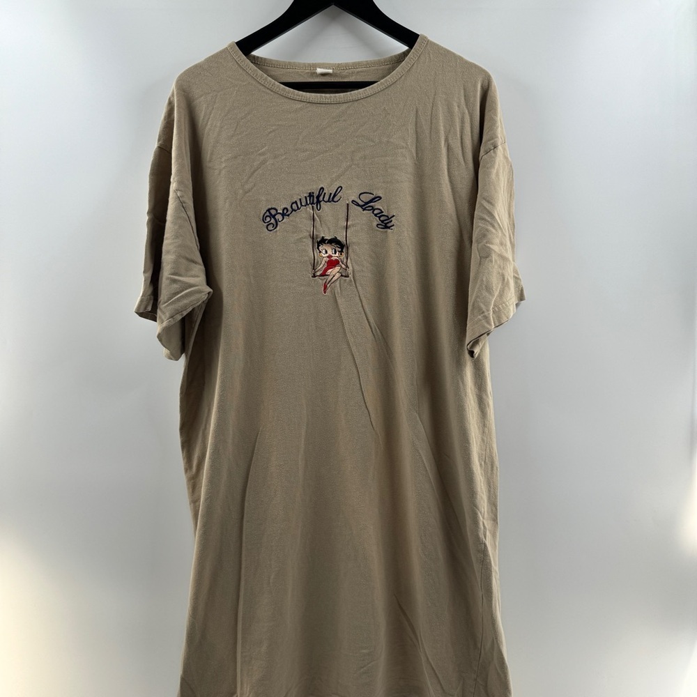 Betty Boop Y2K “Beautiful Lady” Embroidered Sleep T-Shirt Dress Made in USA